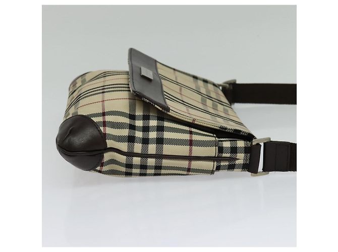 Borsa a Spalla Burberry Nova Check in Nylon Beige Argento Autentica hk2950 - vista 5