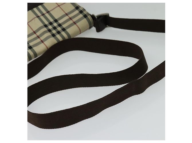 Borsa a Spalla Burberry Nova Check in Nylon Beige Argento Autentica hk2950 - vista 7