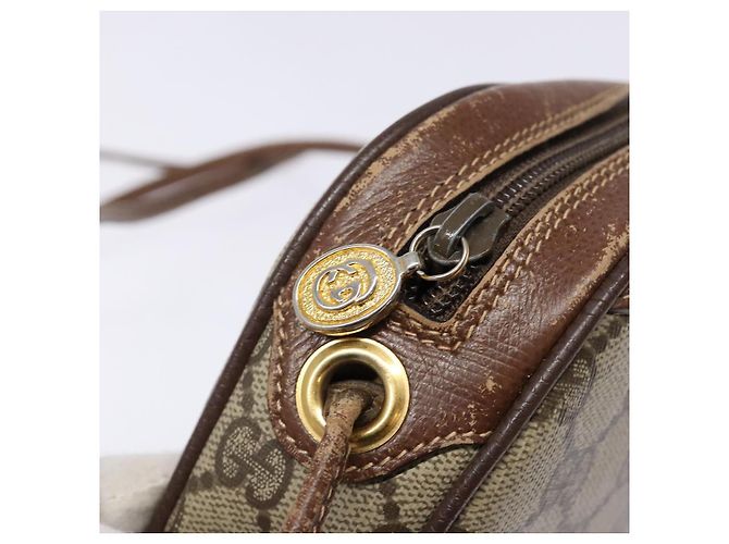 Borsa a Spalla Gucci GG Supreme Web Sherry Line PVC Beige Oro Auth BA4929 D'oro - vista 15