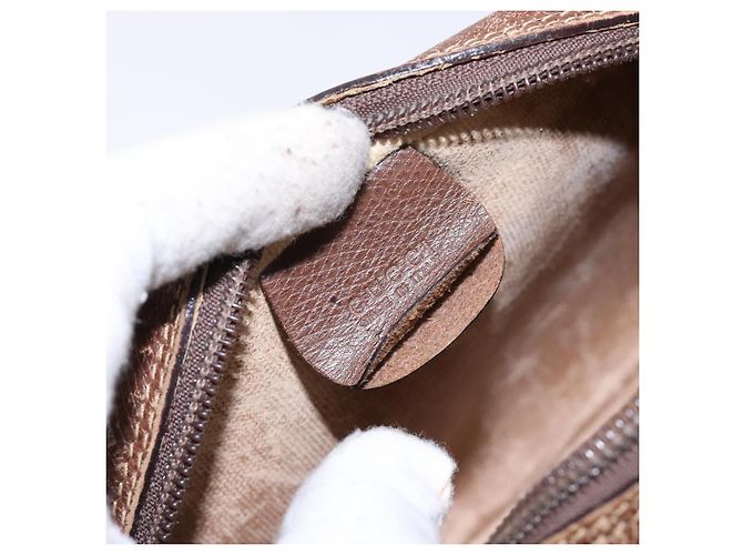 Borsa a Spalla Gucci GG Supreme Web Sherry Line PVC Beige Oro Auth BA4929 D'oro - vista 16