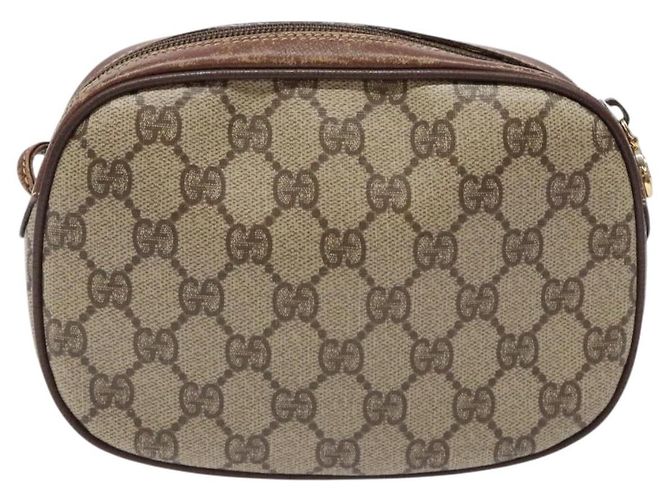Borsa a Spalla Gucci GG Supreme Web Sherry Line PVC Beige Oro Auth BA4929 D'oro - vista 3