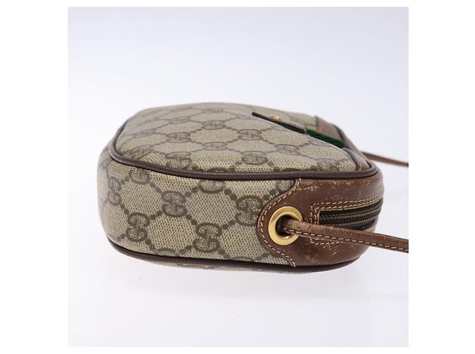 Borsa a Spalla Gucci GG Supreme Web Sherry Line PVC Beige Oro Auth BA4929 D'oro - vista 4