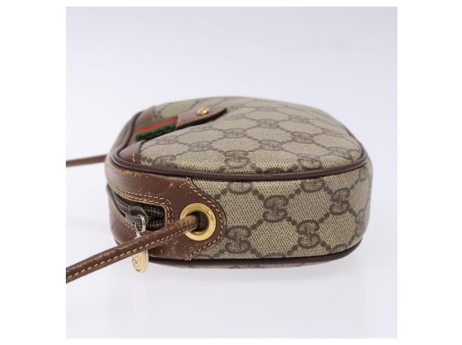 Borsa a Spalla Gucci GG Supreme Web Sherry Line PVC Beige Oro Auth BA4929 D'oro - vista 5