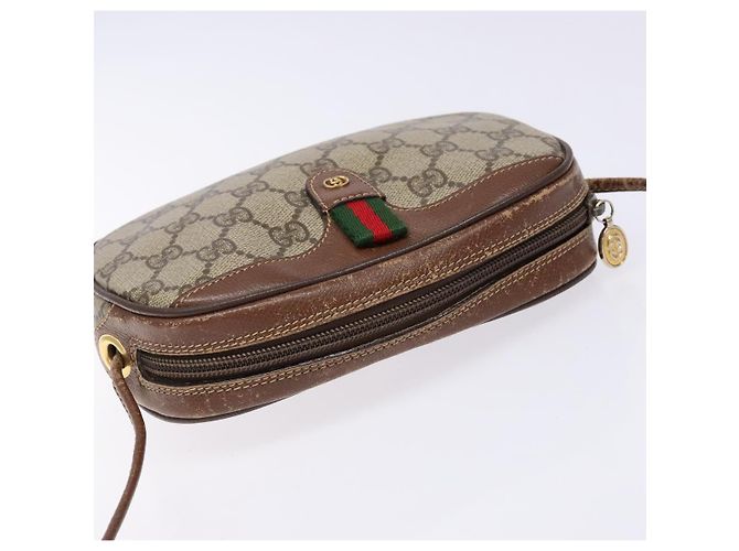 Borsa a Spalla Gucci GG Supreme Web Sherry Line PVC Beige Oro Auth BA4929 D'oro - vista 6