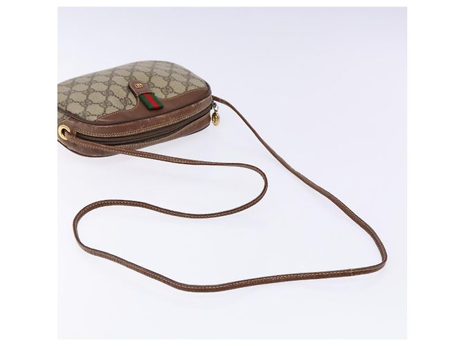 Borsa a Spalla Gucci GG Supreme Web Sherry Line PVC Beige Oro Auth BA4929 D'oro - vista 7