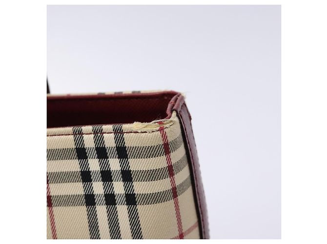 Burberry Borsa Tote Nova Check in Tela Beige Oro Auth ep10243 D'oro - vista 14