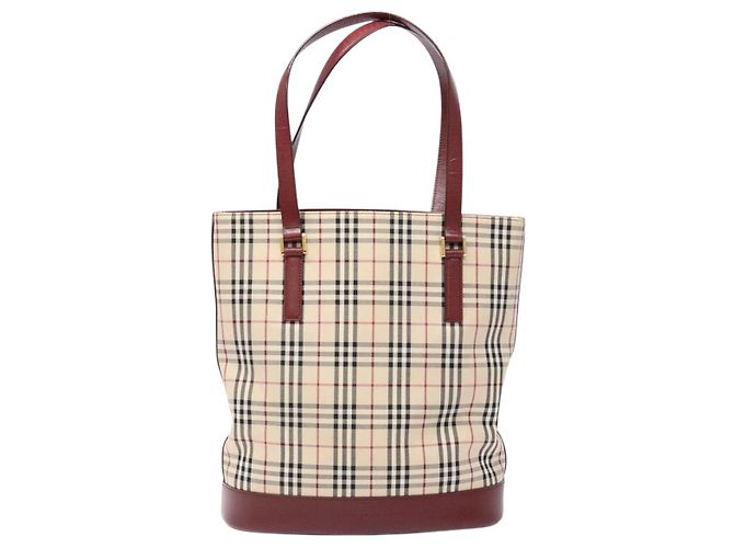 Burberry Borsa Tote Nova Check in Tela Beige Oro Auth ep10243 D'oro - vista 2