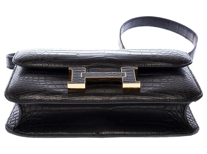 Hermès Bolsa HERMES Constance em Couros Exóticos Preto - 102861 - vista 11