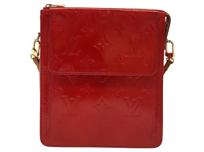 LOUIS VUITTON Monogram Vernis Motto Accessory Pouch Red M91137 LV Auth 139932 - view 13