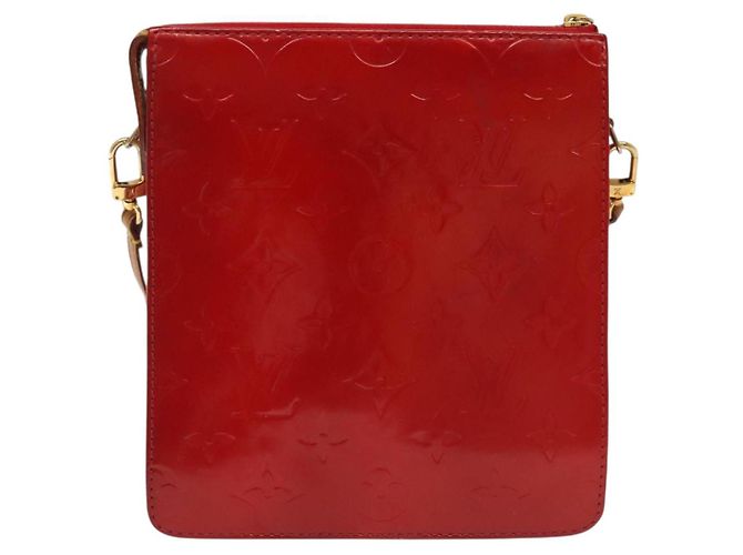 LOUIS VUITTON Monogram Vernis Motto Accessory Pouch Red M91137 LV Auth 139932 - view 2