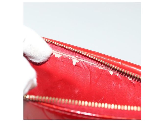 LOUIS VUITTON Monogram Vernis Motto Accessory Pouch Red M91137 LV Auth 139932 - view 21