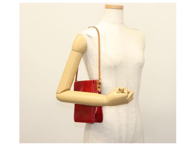LOUIS VUITTON Monogram Vernis Motto Accessory Pouch Red M91137 LV Auth 139932 - view 25