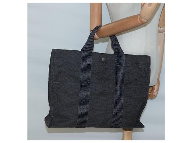 Hermès HERMES Handtasche Her Line MM Canvas Grau Silber Auth 140106 Braun - Ansicht 19