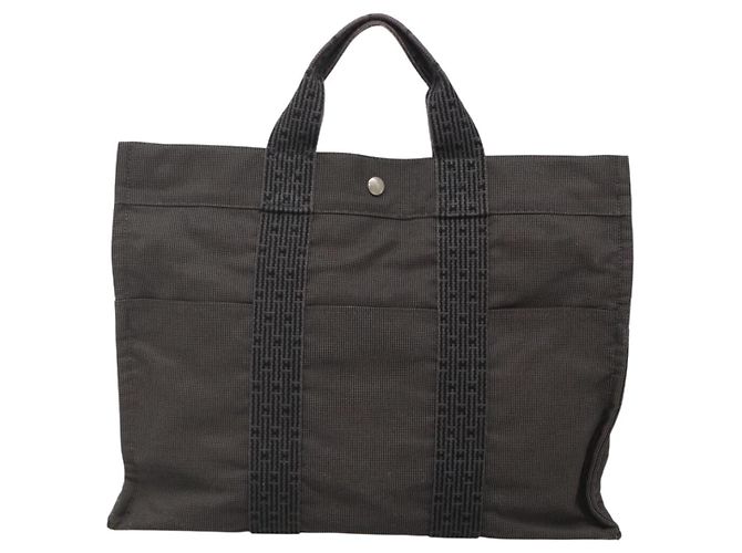 Hermès HERMES Handtasche Her Line MM Canvas Grau Silber Auth 140106 Braun - Ansicht 2