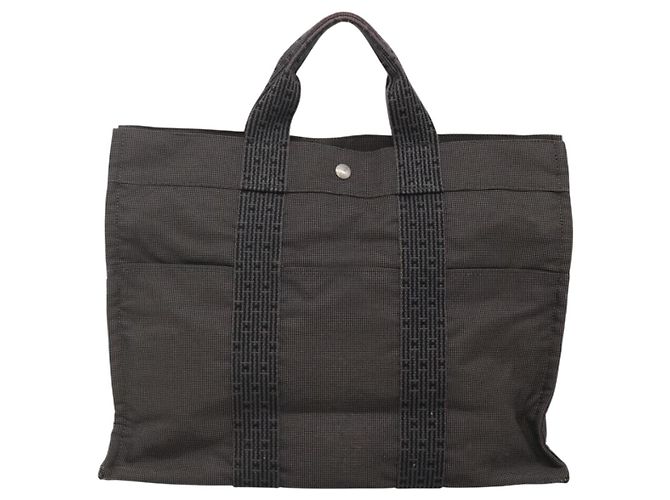 Hermès HERMES Handtasche Her Line MM Canvas Grau Silber Auth 140106 Braun - Ansicht 3