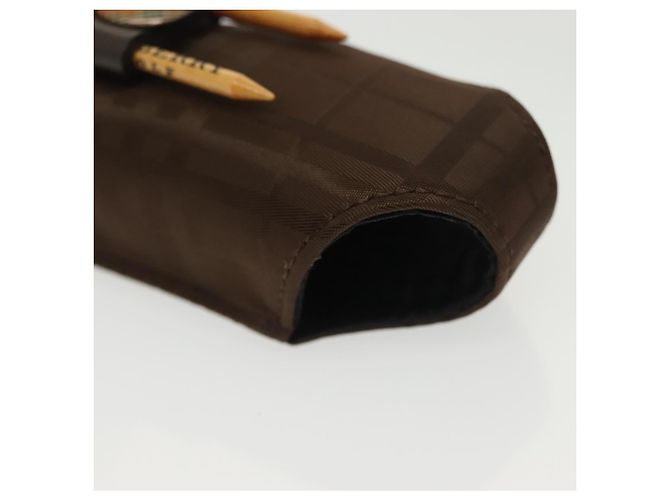 Estojo para bola de golfe BURBERRY em nylon marrom prateado autêntico 138917 - vista 10