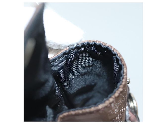 Estojo para bola de golfe BURBERRY em nylon marrom prateado autêntico 138917 - vista 16