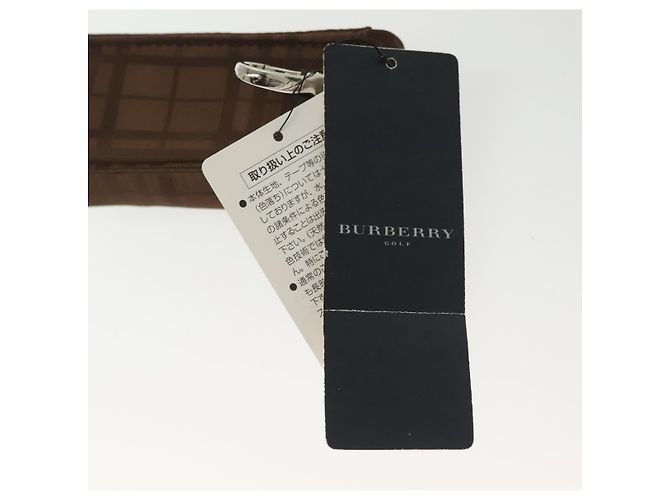 Estojo para bola de golfe BURBERRY em nylon marrom prateado autêntico 138917 - vista 18