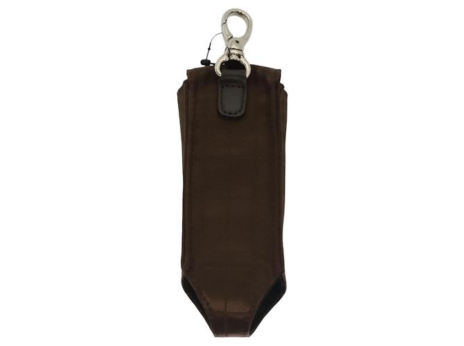 Estojo para bola de golfe BURBERRY em nylon marrom prateado autêntico 138917 - vista 3