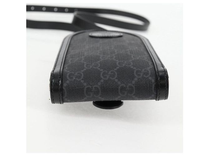 Borsa a spalla GG Supreme in PVC Nero Argento di GUCCI 724357 Auth 138571M - vista 10