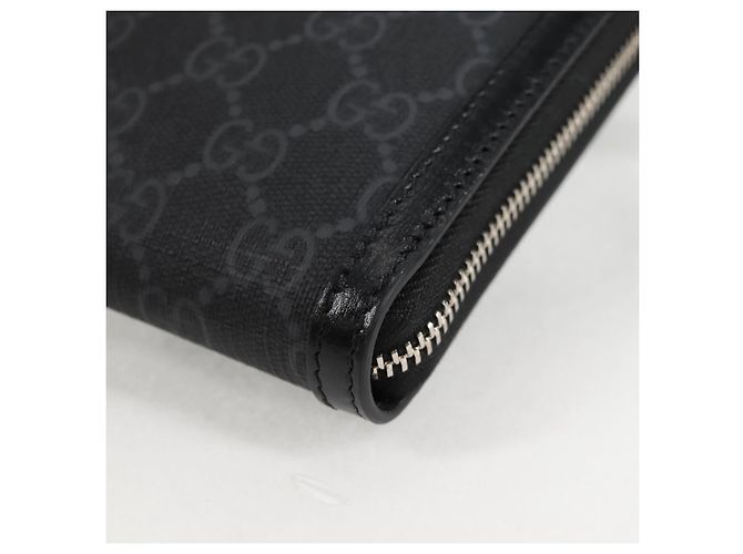 Borsa a spalla GG Supreme in PVC Nero Argento di GUCCI 724357 Auth 138571M - vista 12