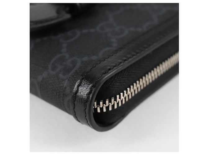 Borsa a spalla GG Supreme in PVC Nero Argento di GUCCI 724357 Auth 138571M - vista 14