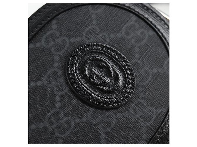 Borsa a spalla GG Supreme in PVC Nero Argento di GUCCI 724357 Auth 138571M - vista 15