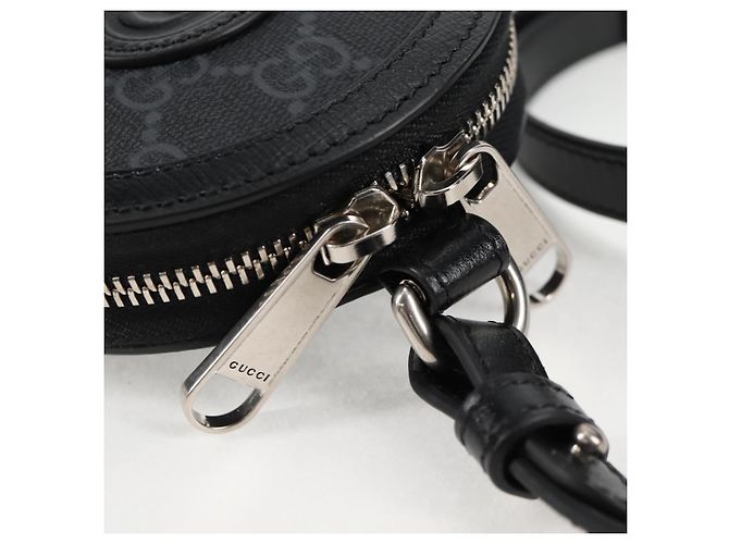 Borsa a spalla GG Supreme in PVC Nero Argento di GUCCI 724357 Auth 138571M - vista 17