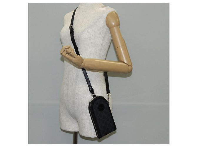 Borsa a spalla GG Supreme in PVC Nero Argento di GUCCI 724357 Auth 138571M - vista 23