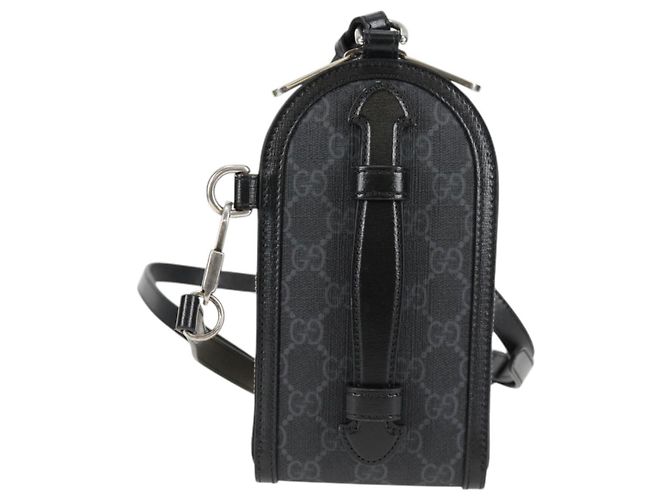Borsa a spalla GG Supreme in PVC Nero Argento di GUCCI 724357 Auth 138571M - vista 3