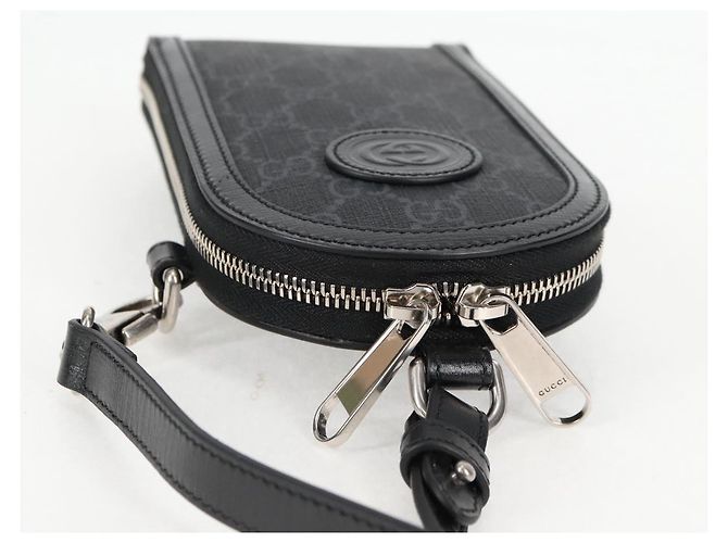 Borsa a spalla GG Supreme in PVC Nero Argento di GUCCI 724357 Auth 138571M - vista 6