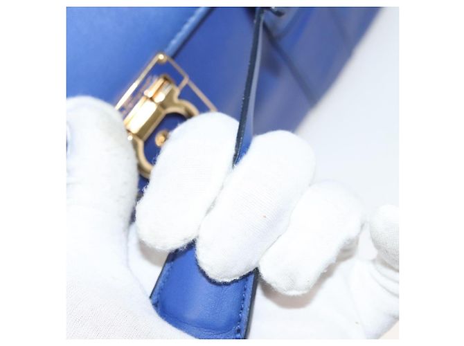 Borsa a Spalla Gancini in Pelle Blu Oro Auth BA4955 di Salvatore Ferragamo D'oro - vista 16