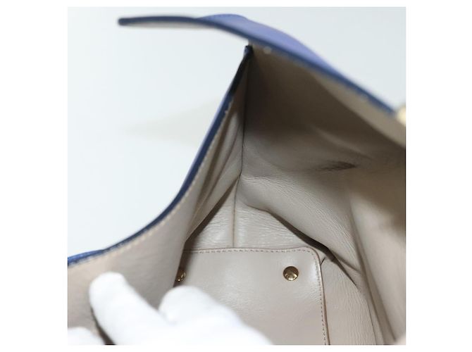 Borsa a Spalla Gancini in Pelle Blu Oro Auth BA4955 di Salvatore Ferragamo D'oro - vista 19