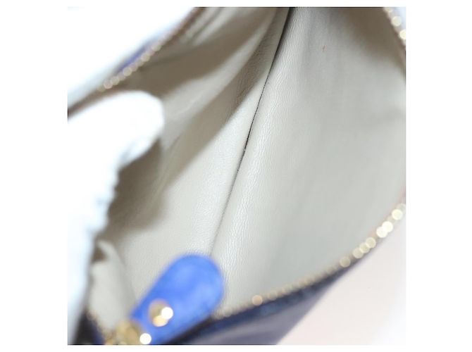 Borsa a Spalla Gancini in Pelle Blu Oro Auth BA4955 di Salvatore Ferragamo D'oro - vista 23