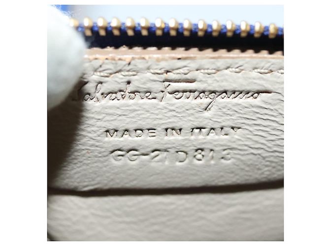Borsa a Spalla Gancini in Pelle Blu Oro Auth BA4955 di Salvatore Ferragamo D'oro - vista 24