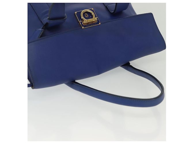 Borsa a Spalla Gancini in Pelle Blu Oro Auth BA4955 di Salvatore Ferragamo D'oro - vista 6