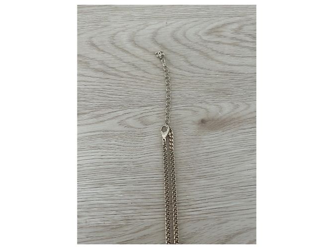 Collana lunga Chanel metallo oro champagne pendente quadrato D'oro - vista 4