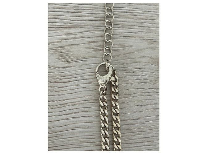 Collana lunga Chanel metallo oro champagne pendente quadrato D'oro - vista 5