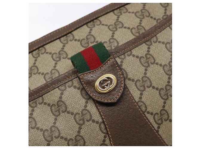 Borsa a Spalla Gucci GG Supreme Web Sherry Line Beige Oro 89 02 032 Auth 138841 D'oro - vista 14