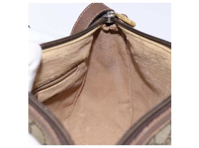 Borsa a Spalla Gucci GG Supreme Web Sherry Line Beige Oro 89 02 032 Auth 138841 D'oro - vista 18