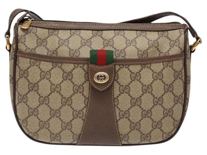 Borsa a Spalla Gucci GG Supreme Web Sherry Line Beige Oro 89 02 032 Auth 138841 D'oro - vista 2