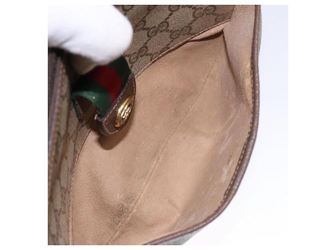 Borsa a Spalla Gucci GG Supreme Web Sherry Line Beige Oro 89 02 032 Auth 138841 D'oro - vista 21