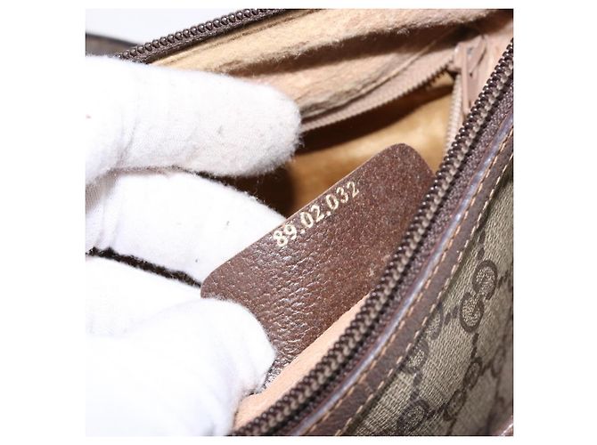 Borsa a Spalla Gucci GG Supreme Web Sherry Line Beige Oro 89 02 032 Auth 138841 D'oro - vista 22