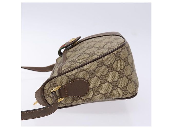 Borsa a Spalla Gucci GG Supreme Web Sherry Line Beige Oro 89 02 032 Auth 138841 D'oro - vista 5