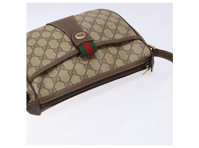 Borsa a Spalla Gucci GG Supreme Web Sherry Line Beige Oro 89 02 032 Auth 138841 D'oro - vista 6