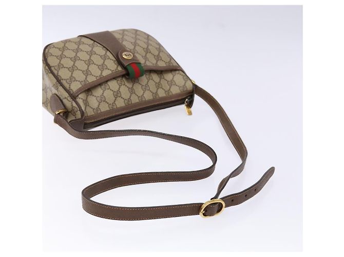 Borsa a Spalla Gucci GG Supreme Web Sherry Line Beige Oro 89 02 032 Auth 138841 D'oro - vista 7