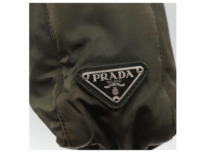 PRADA Tote Bag aus Nylon Khaki Silber authentisch bs28692 - Ansicht 14