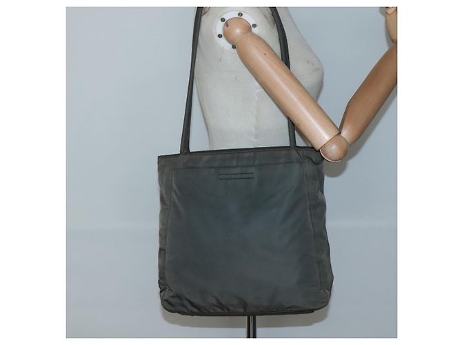 PRADA Tote Bag aus Nylon Khaki Silber authentisch bs28692 - Ansicht 24