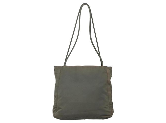 PRADA Tote Bag aus Nylon Khaki Silber authentisch bs28692 - Ansicht 3