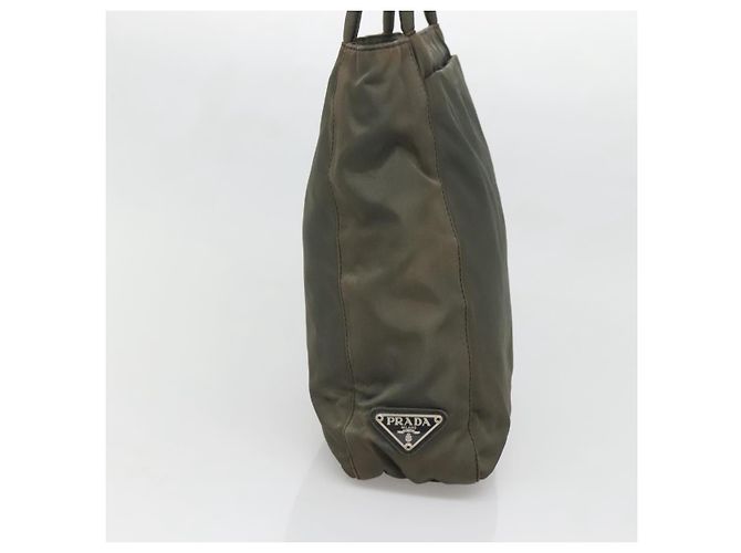 PRADA Tote Bag aus Nylon Khaki Silber authentisch bs28692 - Ansicht 4